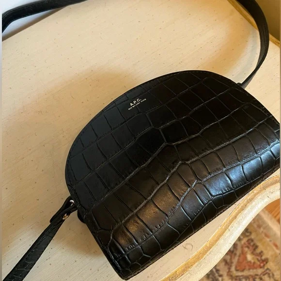 A.P.C. Black Croc-Embossed Crossbody Bag - Picture 5 of 14